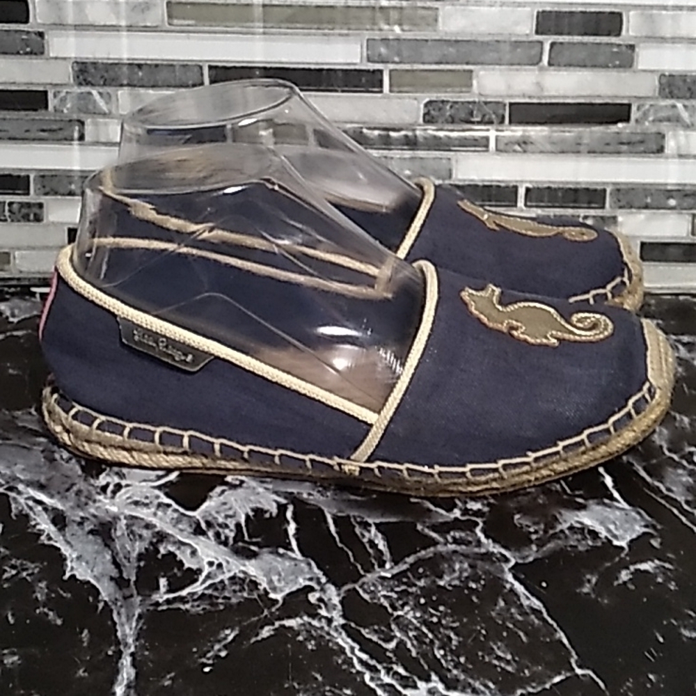 Lilly Pulitzer 6 espadrille canvas beachcomber nautical sea horse SIRENS - Picture 6 of 8